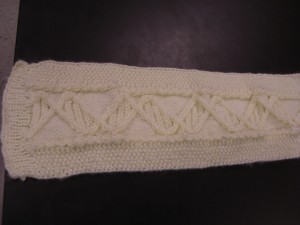 A DNA strand weaved into a scarf is the group's most recent project.