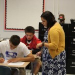 English Teacher, Jennifer Mackensen, helps students understand what they are trying to accomplish through the reading. 