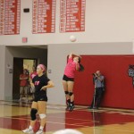 Senior Abby Barnhart, serves the ball to the Central Panther, Thursday evening. 