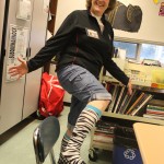 Guidance counselor Collen Dzwonczyk shows off her crazy socks for day 3 of spirit week. 