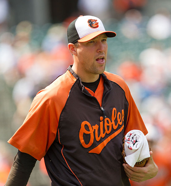 Johnson steps off the mound for the Orioles in 2012.  Photo by Keith Allison (Flickr) [CC-BY-SA-2.0 (http://creativecommons.org/licenses/by-sa/2.0)], via Wikimedia Commons

