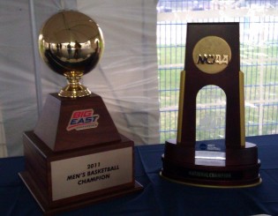 UConns national championship trophies from 2011.  Photo By: Chad Thompson