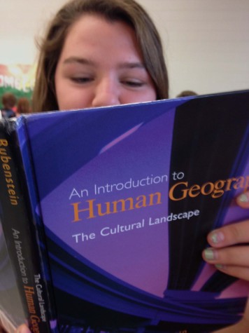 Junior Michella Salvitti studies for AP Human Geography.  Photo By: Grace Burns