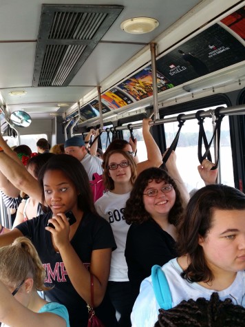 Members of the choir take a bus to their next destination in Disney.  Photo By: Men Whitesell