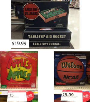 For the game player in your life go for tabletop games for $20, Apples to Apples for $15, or a Wilson basketball for $18.99. Photo by Kerrie DeFelice.