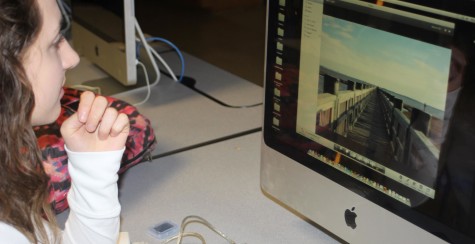 Bortner works hard while editing her photos. 