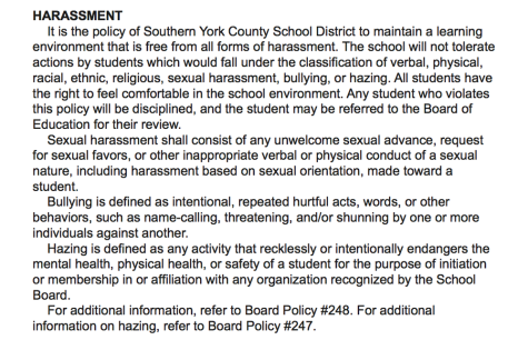 The Student Handbook states the official policy for sexual harassment.  Screenshot By: Grace Burns