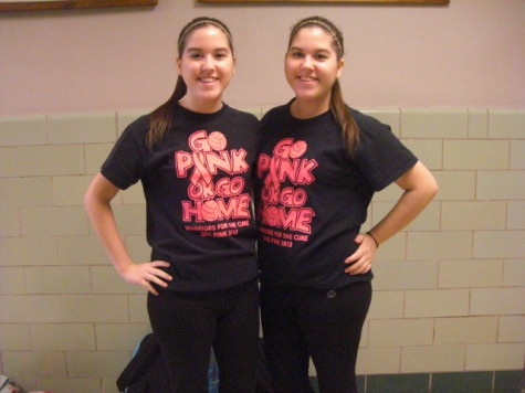 Sophomore twins Katie and Kristy Smith participate in twin day.