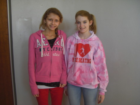 Freshmen Shaneen Manual and Hannah Stambough dresses in Valentine's day colors as well. 