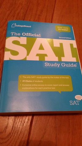 This is an example of an SAT study book that has tests and tips for students planning on taking the test.  Photo By:  Courtney Rodgers