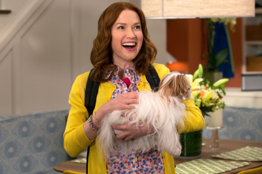 Ellie Kemper as Kimmy Schmidt on her first day at work. Photo courtesy Netflix.