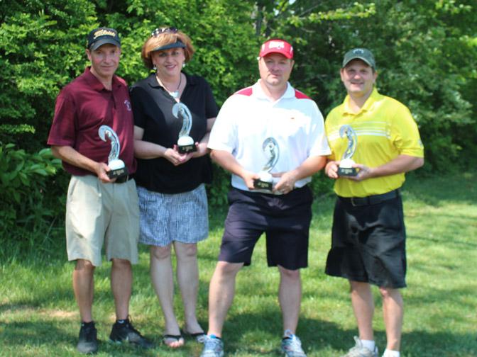 (Featured in the photo are winners from this year’s Annual All Sports Booster Club & Alumni Association Golf Tournament. They include Gary and Margie Liss, Barry Allen, and Bill Loubach)