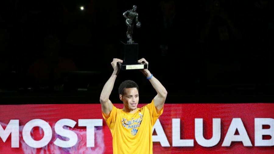 Curry Holds his MVP title. Photo By Keith Allison from Owings Mills, USA (via Wikimedia Commons