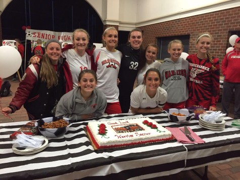 Senior girls soccer players celebrate their last year of being on the soccer team.