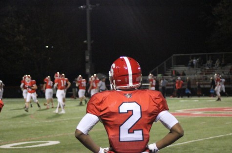 Senior Myles Moultrie looks out on his football field during his final senior home game. Photo by Karly Matthews..