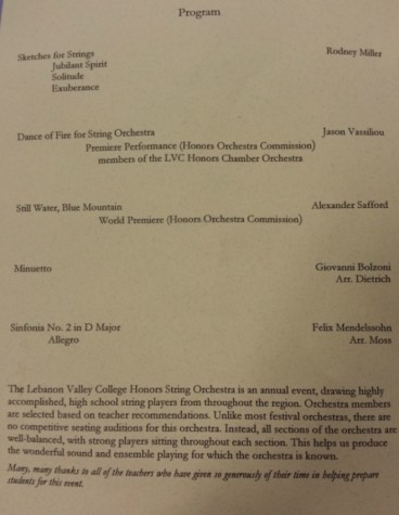 The program for the final concert details the many premiere pieces that the students played.