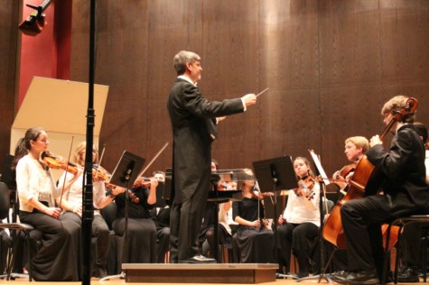 Dr. Johannes Dietrich conducts the LVC Honors Orchestra during their concert on October 31.