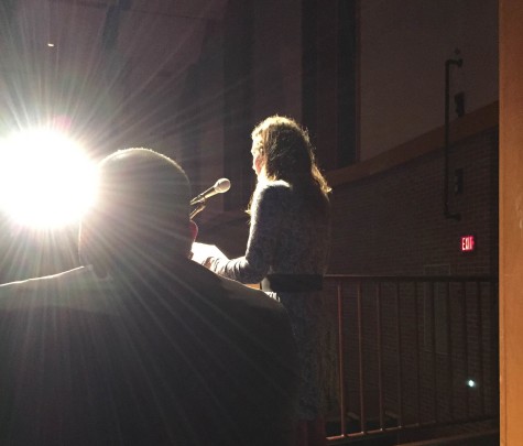 Senior Maggie Kaliszak delivers a speech to the inductees. Photo by the author.