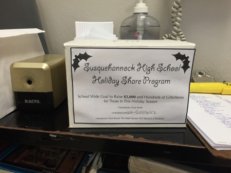 In every homeroom, donation boxes encourage generosity from students. Photo by Jake Smith.