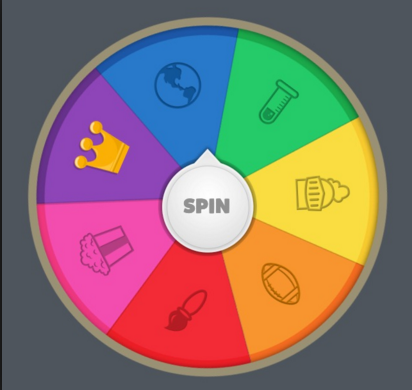 The spinner that is in trivia crack that picks your category 