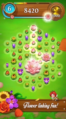 Link flower buds in order to complete the level. Screenshot by: King