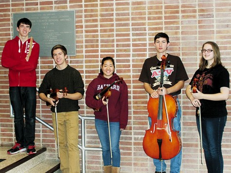 The students involved in the PMEA District 7 festival are from left to right: Julien Sherman, Lucas Sherman, Kristen Zak, Jacob Hebel, and Amy Whitesell.