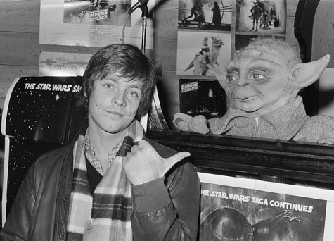 A young Hamill poses after a press conference for the 1980 film Empire Strikes Back.