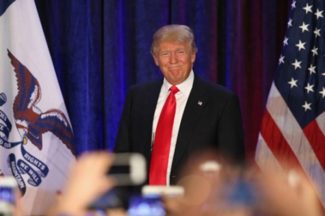 Donald Trump takes the stage after his second-place finish in Iowa. Photo courtesy Photo: Scott Olson/Getty Images.