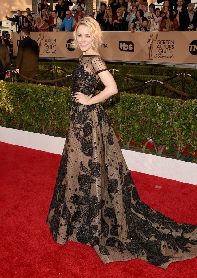 Rachel McAdams turned heads in this see-through floral gown by Elie Saab.