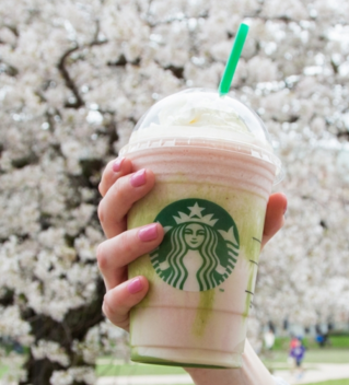 Starbucks recently released their new Cherry Blossom Frappuccino. Screen shot taken from www.starbucks.com