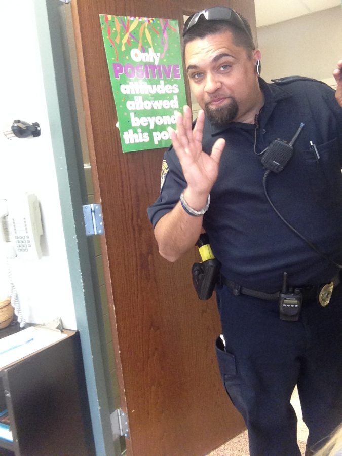 Officer Deo Mendez helped to escort teachers to the jail. 