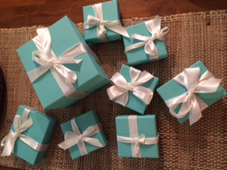 A girl's favorite thing is seeing these little blue boxes. 