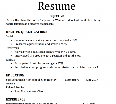 This is an example resume that you would bring to an interview. 