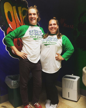 Seniors Robert Jackson (Left) and Tess Clancy (Right) pose together on a Link Crew Development Day. Photo By Tess Clancy.