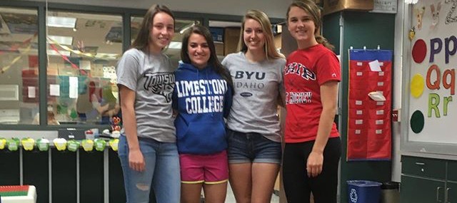 Seniors Courtney Rodgers, Camryn Burk, Jenna Bradford, and Megan Green plan on going to Towson University, Limestone College, Brigham Young University and Shippensburg University.