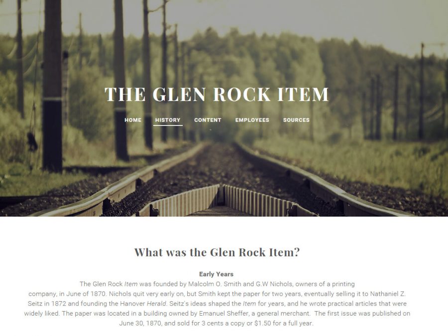 Historical page on the Glen Rock Item website.