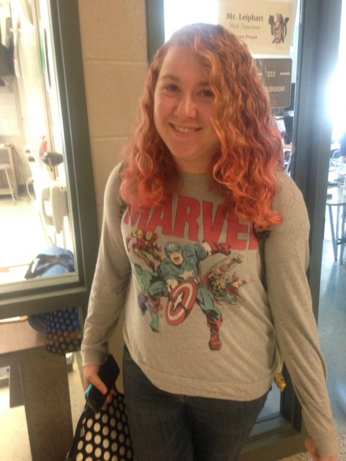Junior Nel Pugliese wore a Marvel shirt to show her school spirit.   