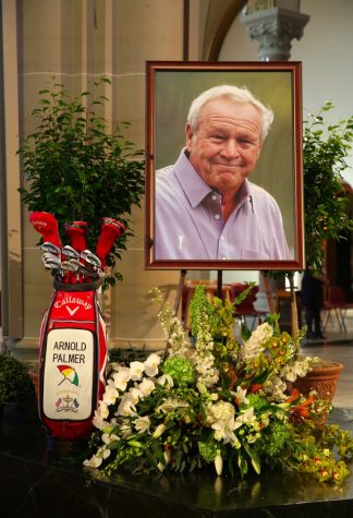Picture of Arnold Palmer's memorial. Screenshot from @PGATOUR on Twitter