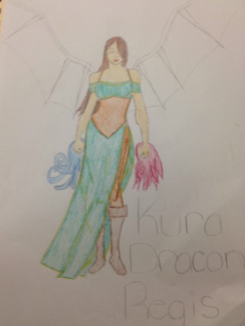 Reall's drawing of her own main character Kura.