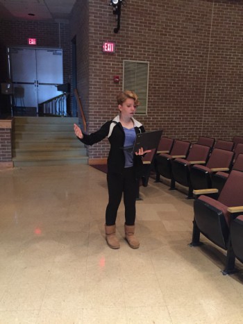 Freshman Jordan Pflieger said, "It's a fun experience to listen to her poems."