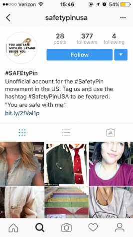 This is an Instagram page dedicated for the #SafetyPinMovement. Screenshot by Emily Christian of @safetypinusa.