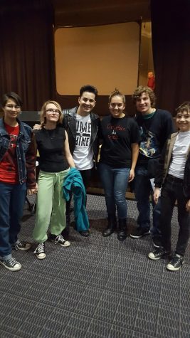 Muller and her friends with Spanish singer Emir after the concert. Photo by Muller.
