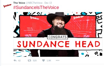 The Voice announces that the winner is Sundance Head. Photo courtesy of The Voice on Twitter.