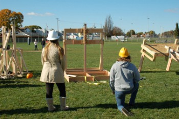 Team Onager pictured with their catapult at the competition. 