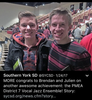 Paules and Sherman pose for a picture. Picture courtesy of Southern York County School District on Twitter. 