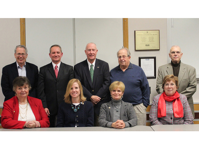 The Southern York County School District Board of Education includes (from left to right) Row 1: Jerri Groncki, Karen Hellwig, Judi Fisher, Dianne Masimore Row 2: Bruce Bauman, Robert Schefter, James Holley, Allie Waldron, and Ron Groncki.