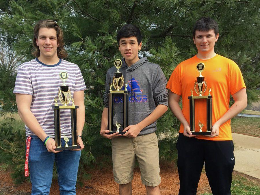 From left, Ethan Daviau, Adam Beamesderfer, and Conor Custer recently won awards in the 2017 PSPE Bridge Building Competition.