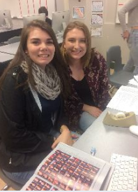 Seniors Becca Woods and Katelin Tyler enjoy being on the yearbook staff because it is a club that allows you to show off your creativity. 