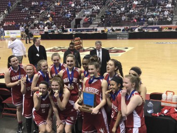 Lady Warrior pose with their District Championship Trophy. Photo from Matthew Shervington