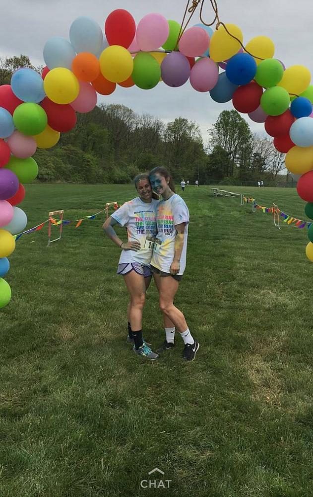 From the left: juniors Sarah Minacci and Kelly Porter were just two of many community members who took part in the run. 